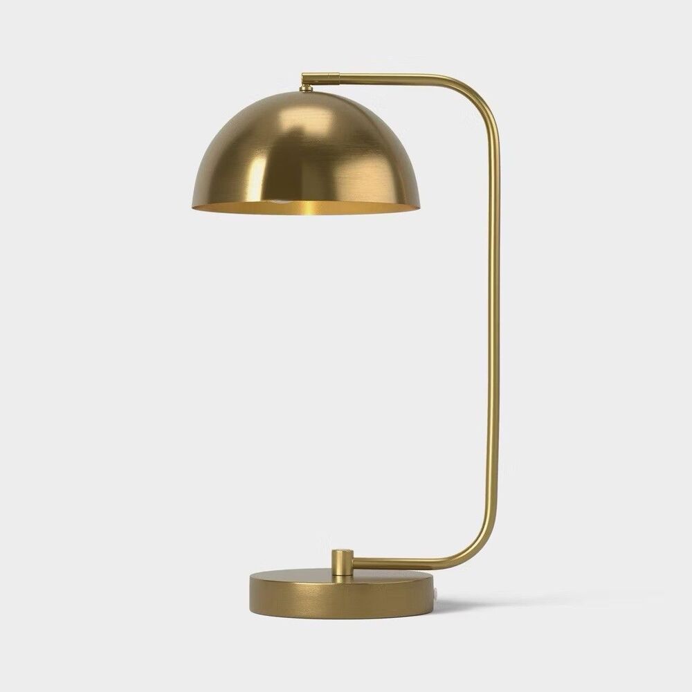 Room Essentials Glossy Brass Metal Table Lamp w/ Shade New READ